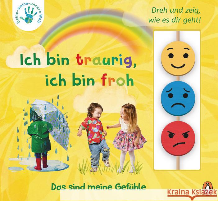 Deine-meine-unsere Welt - Ich bin traurig, ich bin froh, mit Holz-Emojis Edwards, Nicola 9783328300199 Penguin Junior - książka