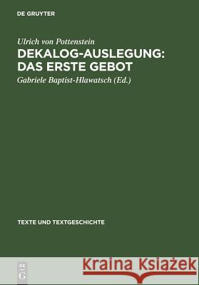 Dekalog-Auslegung: Das erste Gebot Baptist-Hlawatsch, Gabriele 9783484360433 X_Max Niemeyer Verlag - książka