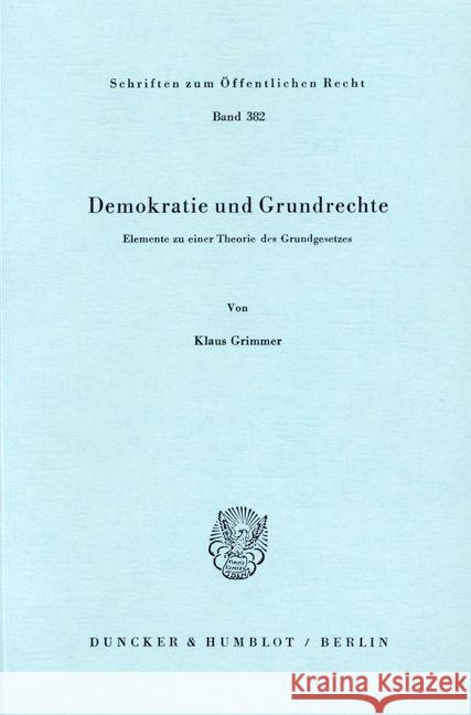 Demokratie und Grundrechte. Grimmer, Klaus 9783428047123 Duncker & Humblot - książka