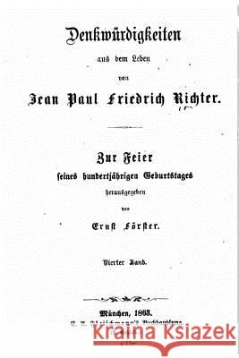 Denkwürdigkeiten aus dem Leben von Jean Paul Friedrich Richter Jean Paul 9781530377756 Createspace Independent Publishing Platform - książka