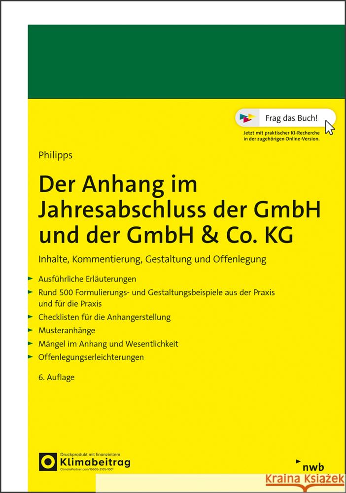 Der Anhang im Jahresabschluss der GmbH und der GmbH & Co. KG Philipps, Holger 9783482635762 NWB Verlag - książka