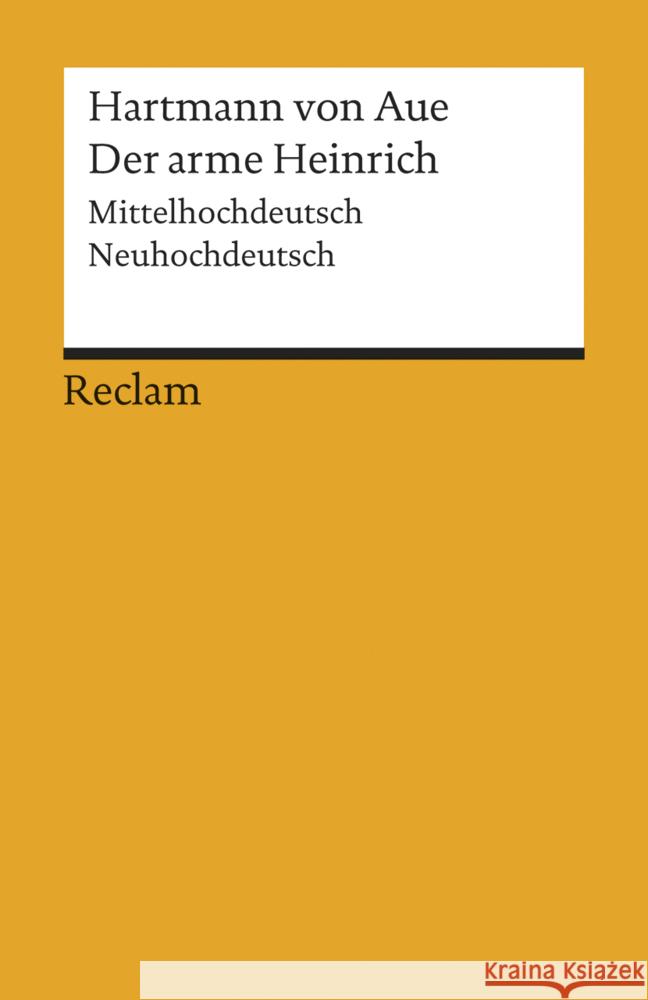 Der arme Heinrich : Mittelhochdeutsch/Neuhochdeutsch Hartmann von Aue 9783150191316 Reclam, Ditzingen - książka