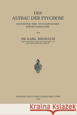 Der Aufbau Der Psychose: Grundzüge Der Psychiatrischen Strukturanalyse Birnbaum, Karl 9783662387856 Springer - książka