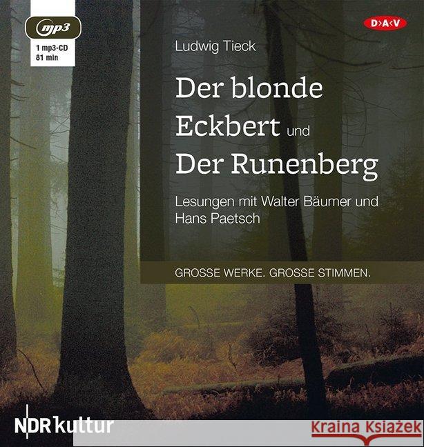 Der blonde Eckbert und Der Runenberg, 1 MP3-CD Tieck, Ludwig 9783862316373 Der Audio Verlag, DAV - książka