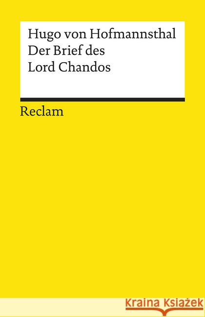 Der Brief des Lord Chandos Hofmannsthal, Hugo von 9783150195031 Reclam, Ditzingen - książka