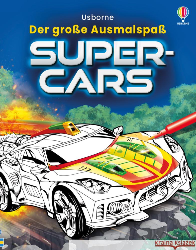 Der große Ausmalspaß: Supercars Smith, Sam 9781789418439 Usborne Verlag - książka