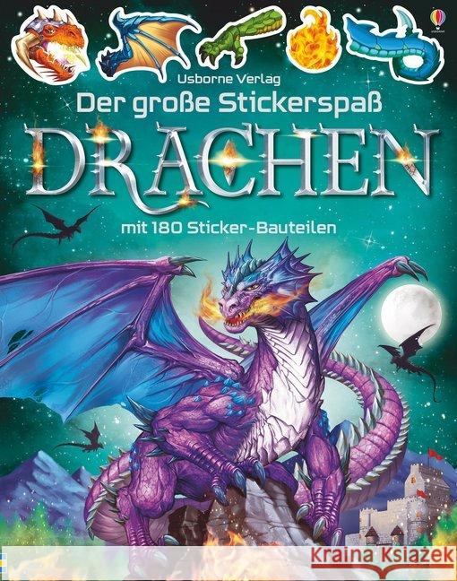 Der große Stickerspaß: Drachen : Mit 180 Sticker-Bauteilen Tudhope, Simon 9781789412710 Usborne Verlag - książka