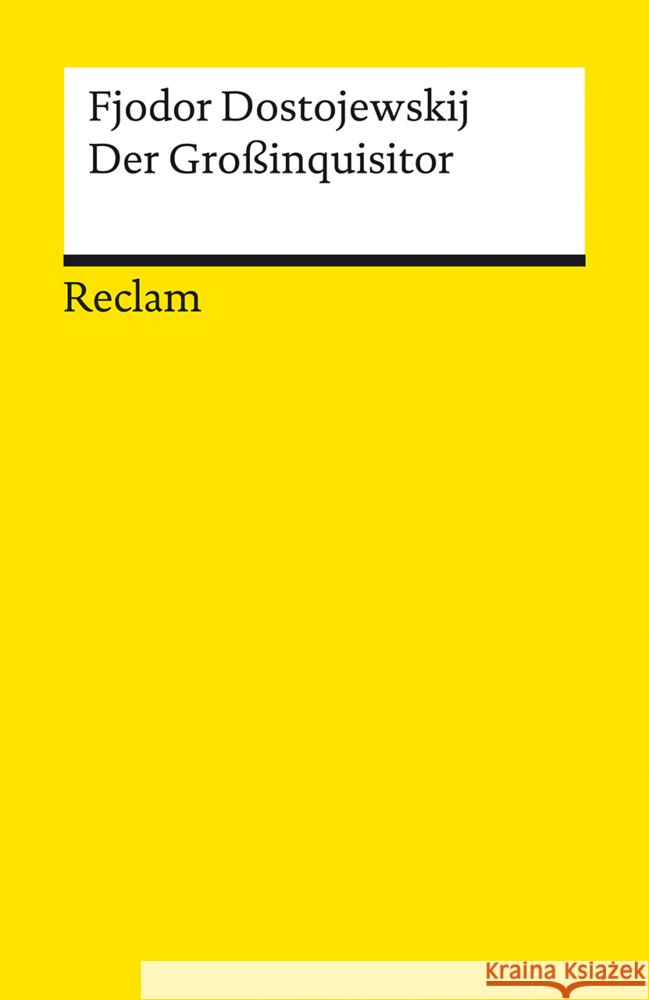 Der Großinquisitor Dostojewskij, Fjodor M. 9783150141816 Reclam, Ditzingen - książka