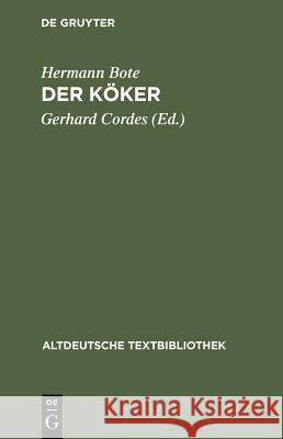 Der Köker Cordes, Gerhard 9783484200340 Max Niemeyer Verlag - książka