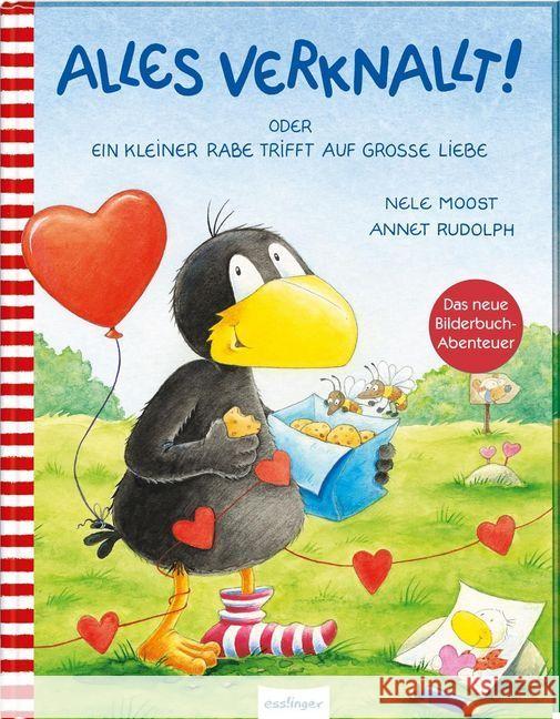 Der kleine Rabe Socke - Alles verknallt! : oder Ein kleiner Rabe trifft auf große Liebe. Das neue Bilderbuch-Abenteuer Moost, Nele 9783480233274 Esslinger - książka