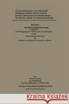 Der Stand Der Bakteriophagenforschung  9783662276488 Springer - książka