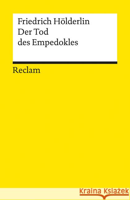 Der Tod des Empedokles Hölderlin, Friedrich   9783150075005 Reclam, Ditzingen - książka