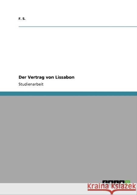 Der Vertrag von Lissabon F. S 9783640874446 Grin Verlag - książka
