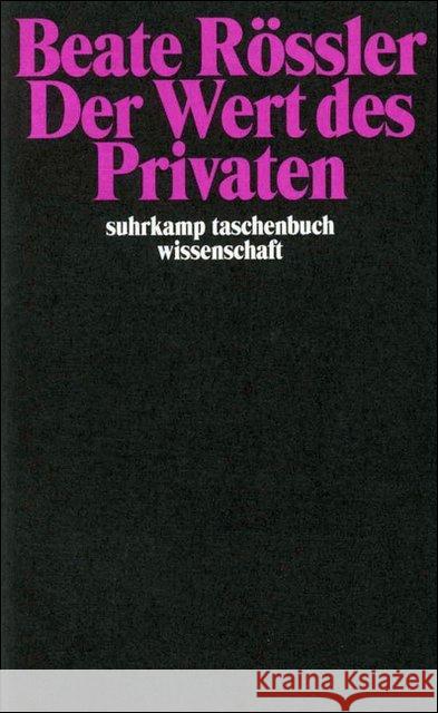 Der Wert des Privaten Rössler, Beate 9783518291306 Suhrkamp - książka