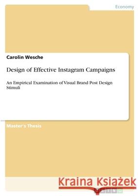 Design of Effective Instagram Campaigns: An Empirical Examination of Visual Brand Post Design Stimuli Wesche, Carolin 9783346155948 Grin Verlag - książka