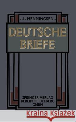 Deutsche Briefe Johannes Henningsen 9783662337059 Springer - książka