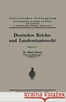 Deutsches Reichs- Und Landesstaatsrecht Albert Hensel 9783642939945 Springer - książka