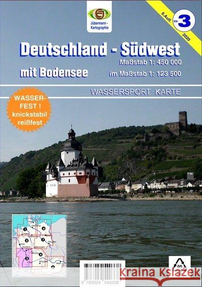 Deutschland Südwest mit Bodensee : Wassersport-Wanderkarte Jübermann, Erhard 9783929540338 Jübermann - książka