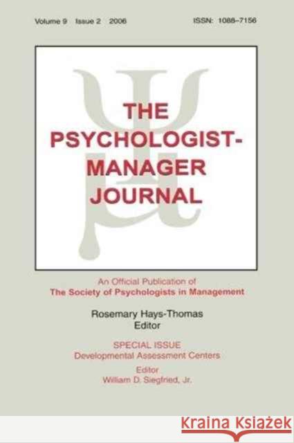 Developmental Assessment Centers Tpmj V9#2    9780805893465 Taylor & Francis - książka
