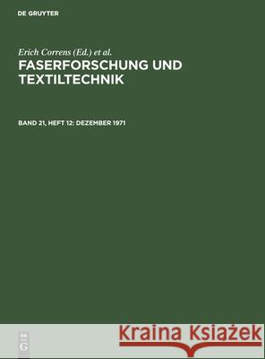 Dezember 1971 K Kauter, F Stammberger, G Tischendorf, No Contributor 9783112489338 De Gruyter - książka