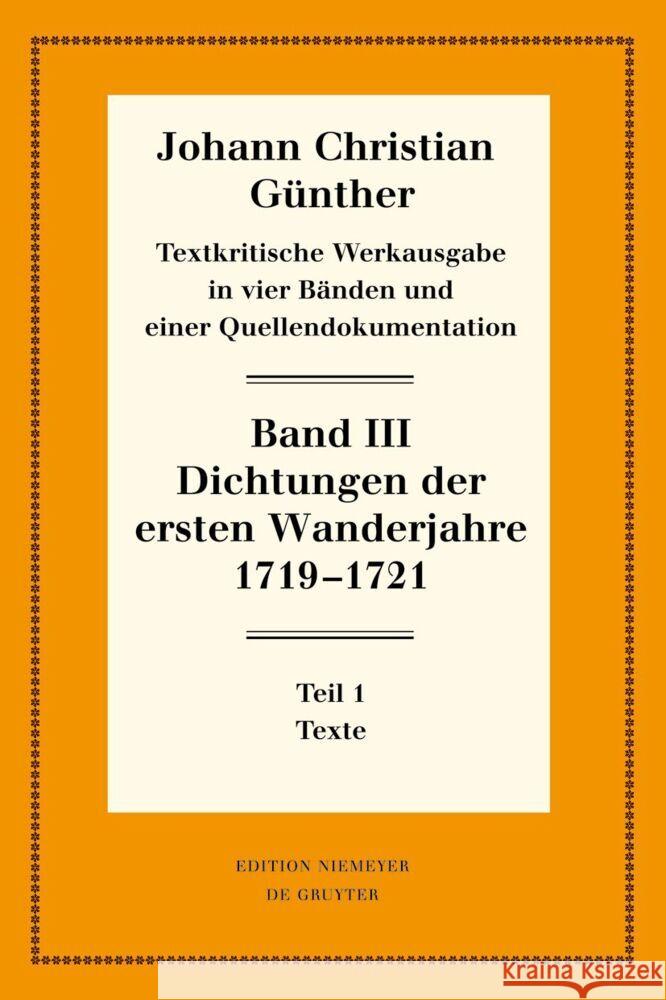 Dichtungen der ersten Wanderjahre 1719-1721  9783111357010 De Gruyter - książka