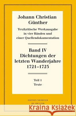 Dichtungen der letzten Wanderjahre 1721-1723  9783110295214 De Gruyter - książka