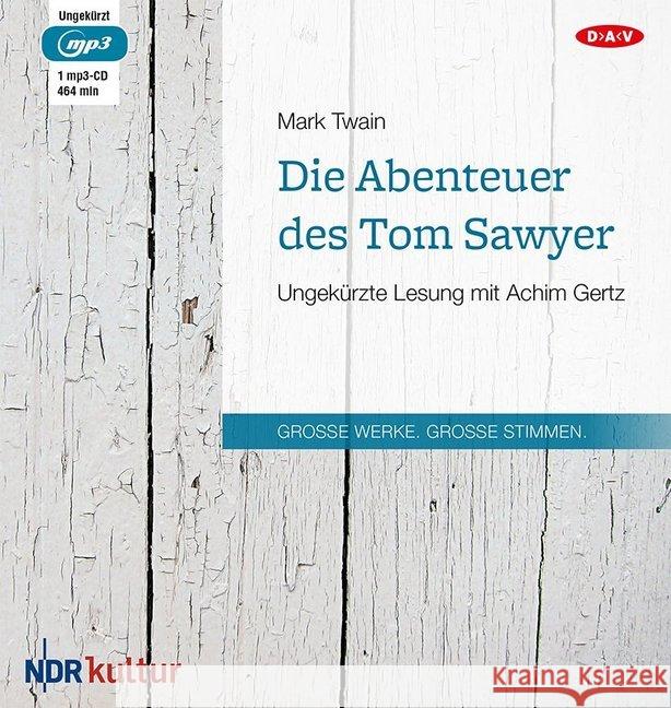 Die Abenteuer des Tom Sawyer, 1 MP3-CD : Ungekürzte Lesung Twain, Mark 9783862315758 Der Audio Verlag, DAV - książka