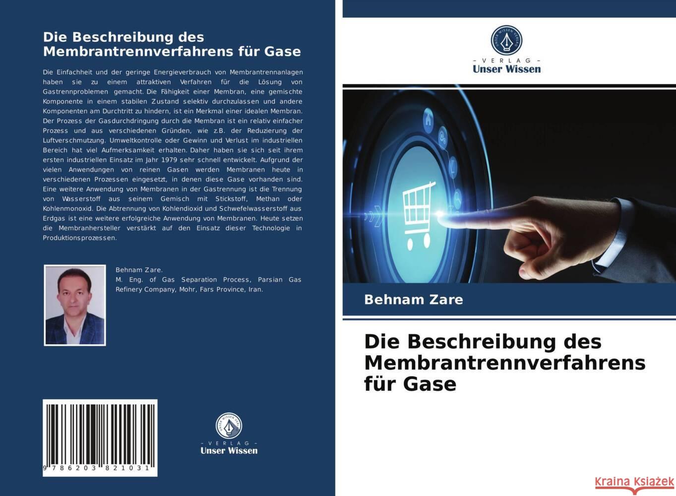 Die Beschreibung des Membrantrennverfahrens für Gase Zare, Behnam 9786203821031 Verlag Unser Wissen - książka