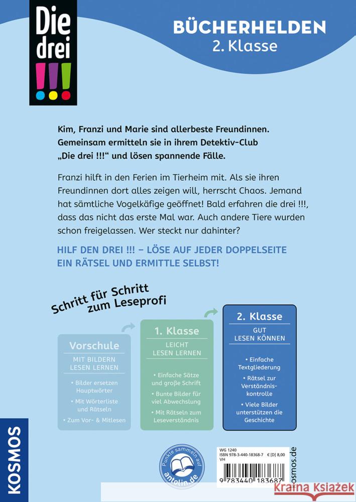 Die drei !!!, Bücherhelden 2. Klasse, Chaos im Tierheim Scheller, Anne 9783440183687 Kosmos (Franckh-Kosmos) - książka