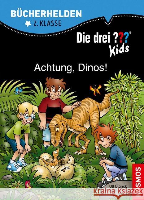 Die drei ??? Kids - Achtung, Dinos! Pfeiffer, Boris; Blanck, Ulf 9783440158050 Kosmos (Franckh-Kosmos) - książka