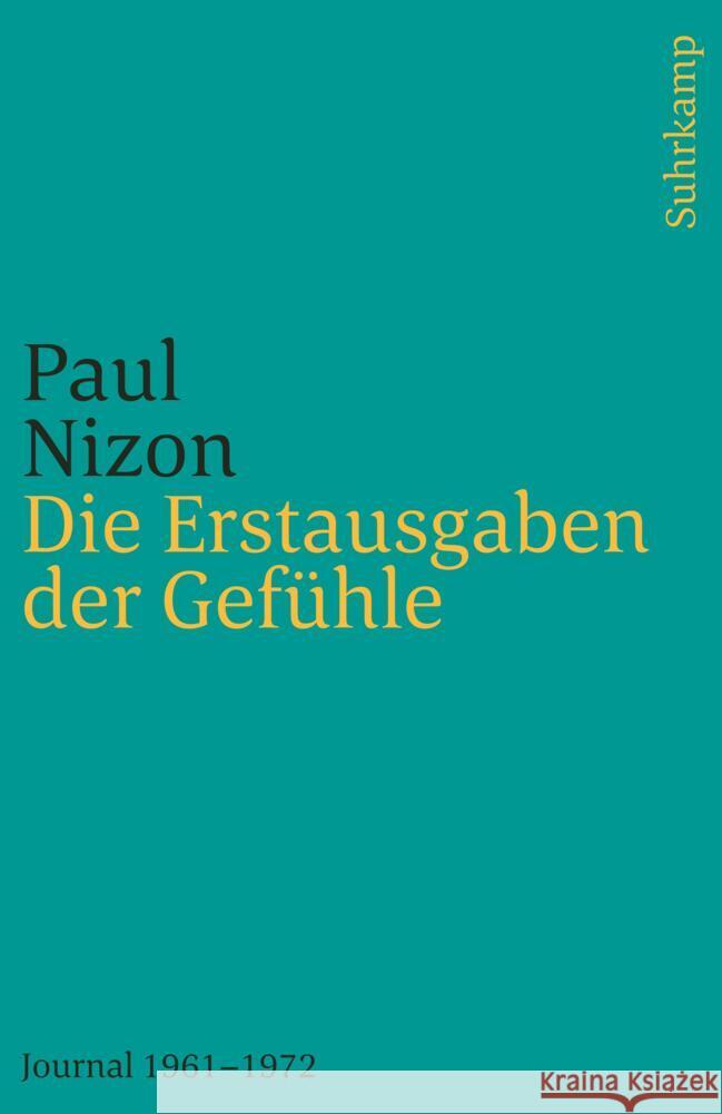 Die Erstausgaben der Gefühle Nizon, Paul 9783518243176 Suhrkamp - książka