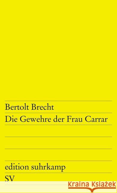 Die Gewehre der Frau Carrar Brecht, Bertolt   9783518102190 Suhrkamp - książka