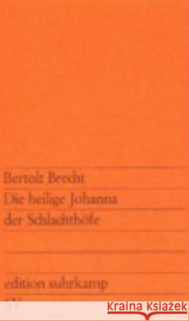 Die heilige Johanna der Schlachthofe Bertolt Brecht 9783518101131 Suhrkamp Verlag - książka