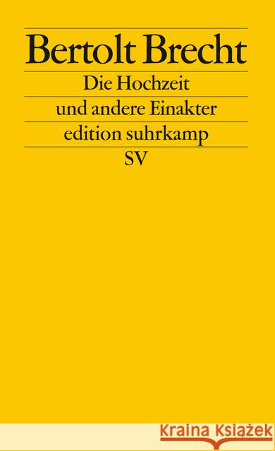 Die Hochzeit und andere Einakter Brecht, Bertolt   9783518121986 Suhrkamp - książka