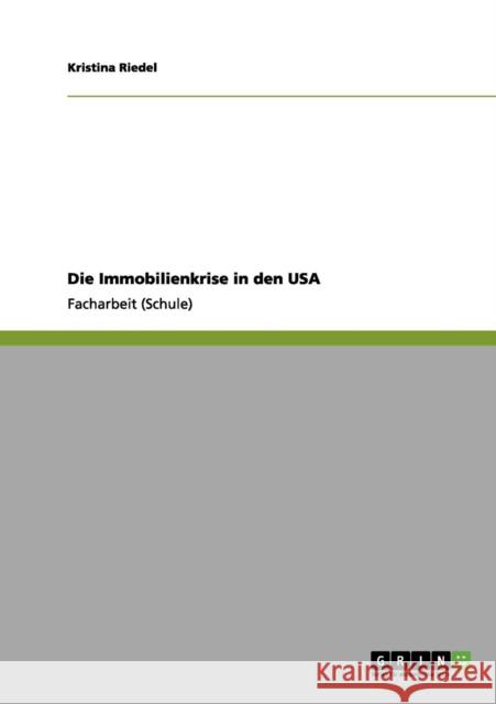 Die Immobilienkrise in den USA Kristina Riedel 9783656116691 Grin Verlag - książka