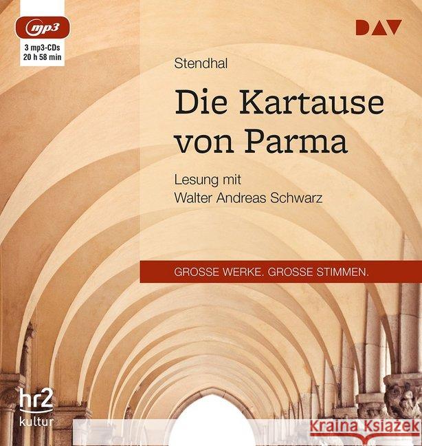 Die Kartause von Parma, 3 MP3-CDs : MP3 Format, Lesung Stendhal 9783742402325 Der Audio Verlag, DAV - książka