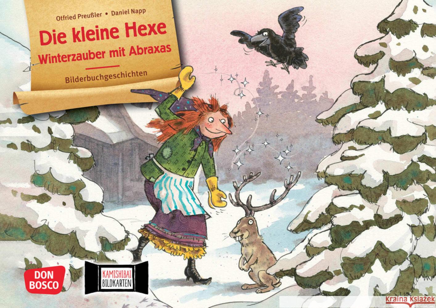 Die kleine Hexe - Winterzauber mit Abraxas. Kamishibai Bildkartenset Preußler, Otfried 4260179517990 Don Bosco Medien - książka