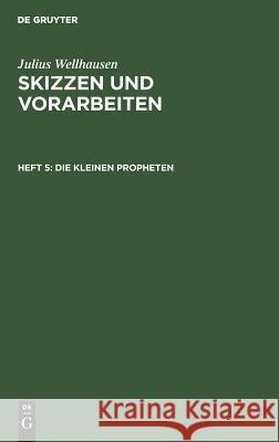 Die Kleinen Propheten: Übersetzt Mit Noten Wellhausen, Julius 9783111074900 De Gruyter - książka