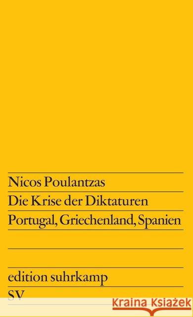 Die Krise der Diktaturen Poulantzas, Nicos 9783518108888 Suhrkamp - książka