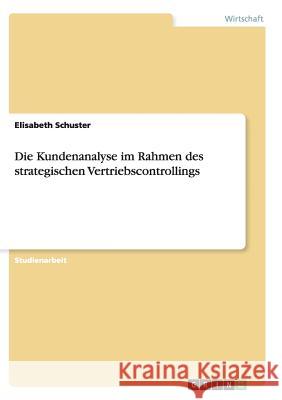 Die Kundenanalyse im Rahmen des strategischen Vertriebscontrollings Elisabeth Schuster 9783656875154 Grin Verlag Gmbh - książka