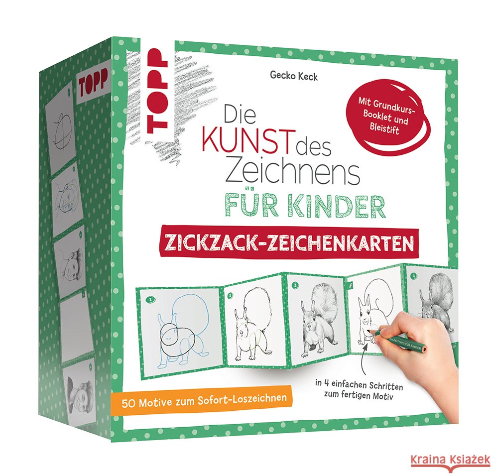 Die Kunst des Zeichnens für Kinder Zickzack-Zeichenkarten Keck, Gecko 4007742187477 Frech - książka