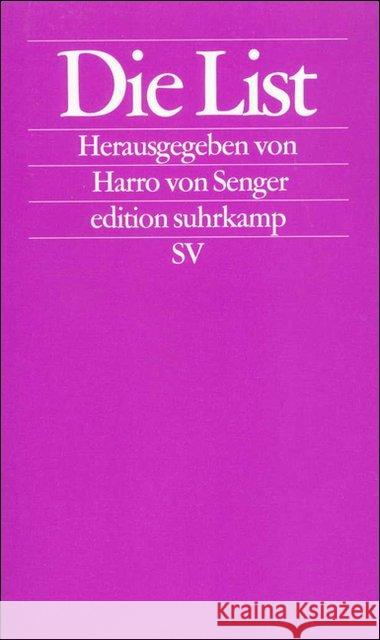 Die List Senger, Harro von   9783518120392 Suhrkamp - książka