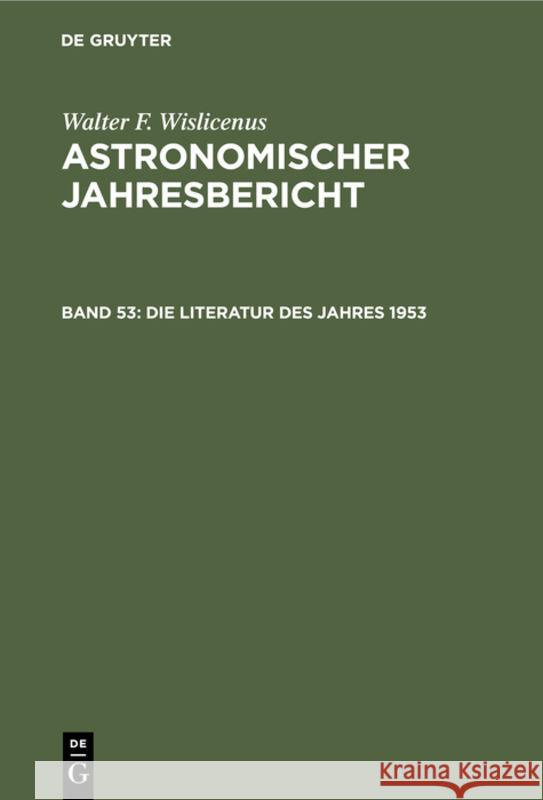 Die Literatur Des Jahres 1953  9783112308912 de Gruyter - książka