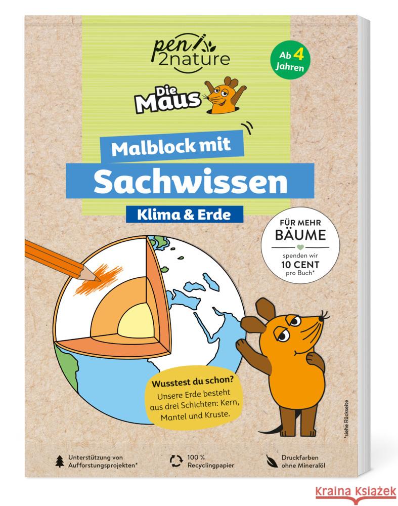 Die Maus - Malblock mit Sachwissen Klima & Erde pen2nature 9783987640810 Pen2nature - książka