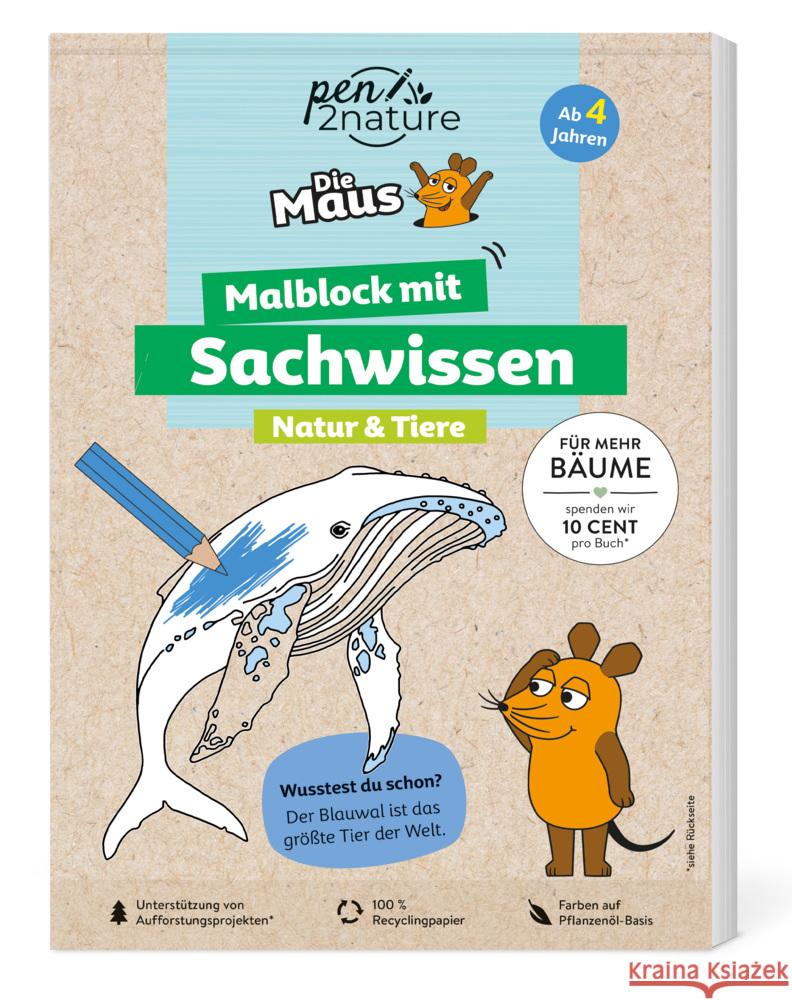 Die Maus - Malblock mit Sachwissen Natur & Tiere pen2nature 9783987640827 Pen2nature - książka