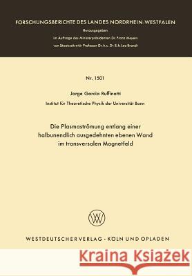 Die Plasmaströmung Entlang Einer Halbunendlich Ausgedehnten Ebenen Wand Im Transversalen Magnetfeld Ruffinatti, Jorge Garcia 9783663061182 Springer - książka