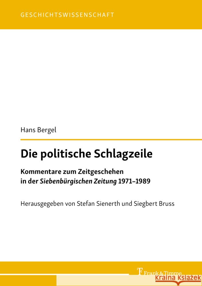 Die politische Schlagzeile Bergel, Hans 9783732911769 Frank & Timme - książka