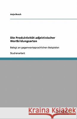 Die Produktivitat adjektivischer Wortbildungsarten Anja Busch 9783640248889 Grin Verlag - książka