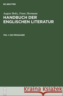 Die Prosaiker August Boltz, Franz Hermann 9783112343050 De Gruyter - książka