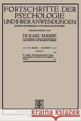 Die Rechenkunst Der Schimpansin Basso Im Frankfurter Zoologischen Garten Marbe, Karl 9783663155058 Vieweg+teubner Verlag - książka